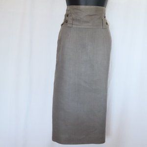 90's Matseuda High-Waisted Gray-Green Pencil Skirt
